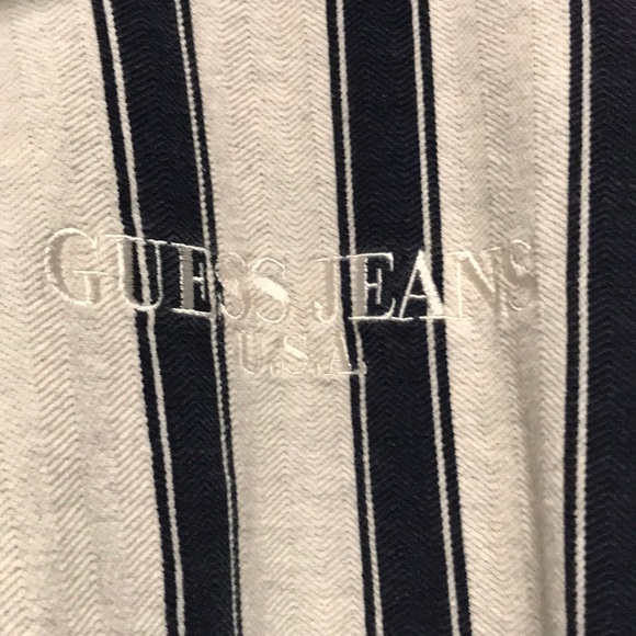 80’s vtg guess blue vertical stripe L/s - Picture 2 of 3